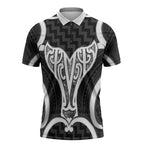 Aotearoa Atua Tangaroa Personalised Zipper Polo Shirt God Of The Sea Maori Whale Tail Black