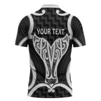 Aotearoa Atua Tangaroa Personalised Zipper Polo Shirt God Of The Sea Maori Whale Tail Black