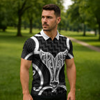 Aotearoa Atua Tangaroa Personalised Zipper Polo Shirt God Of The Sea Maori Whale Tail Black