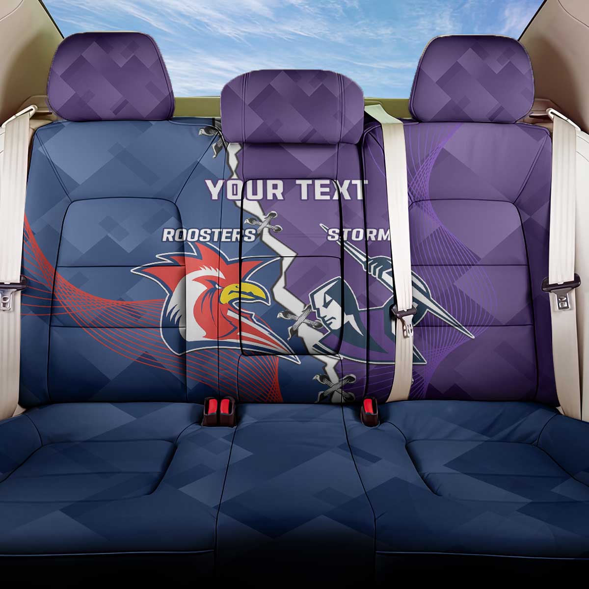 Custom NRL Storm And Roosters Rugby 2024 Back Car Seat Cover Go Champions Dynamic Version