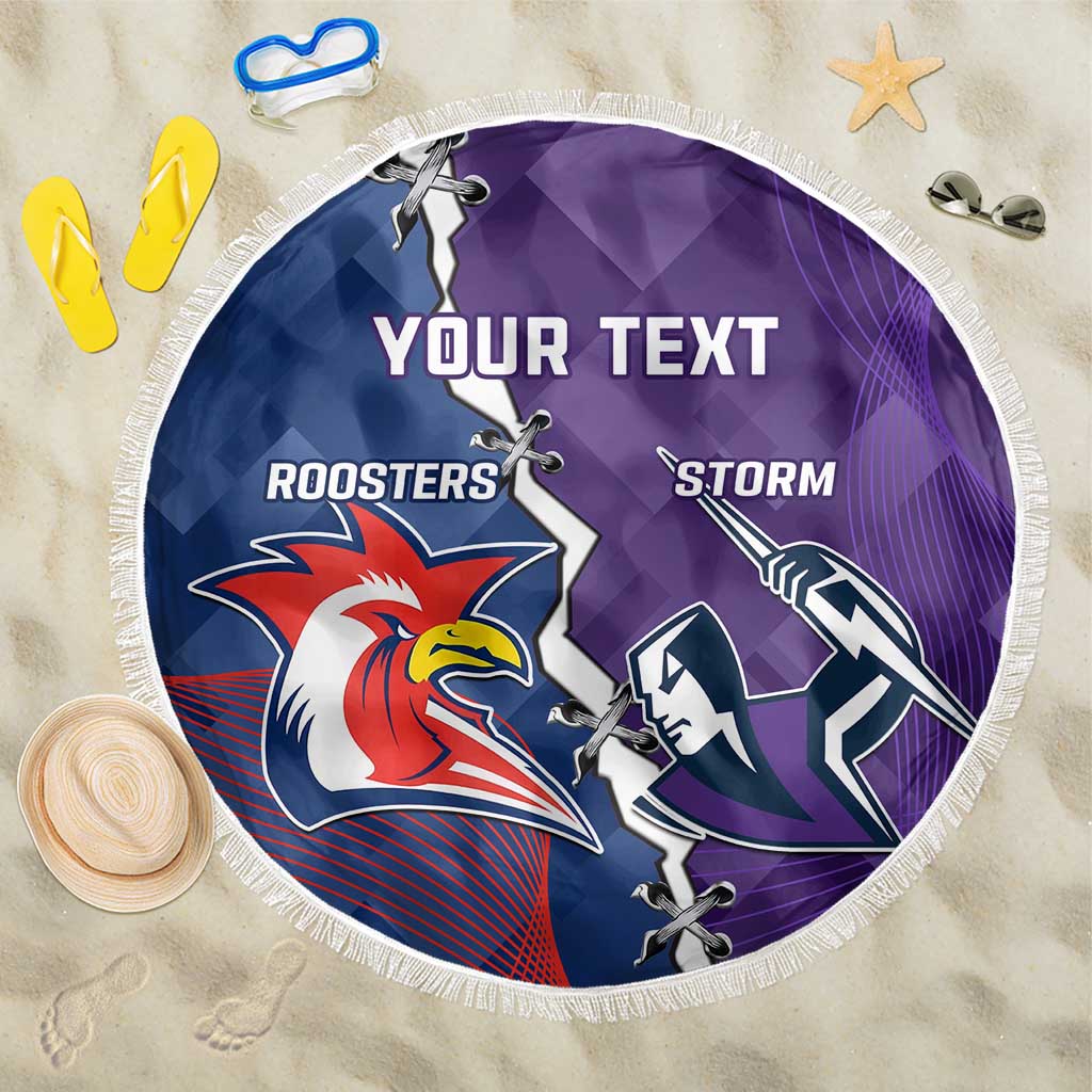 Custom NRL Storm And Roosters Rugby 2024 Beach Blanket Go Champions Dynamic Version