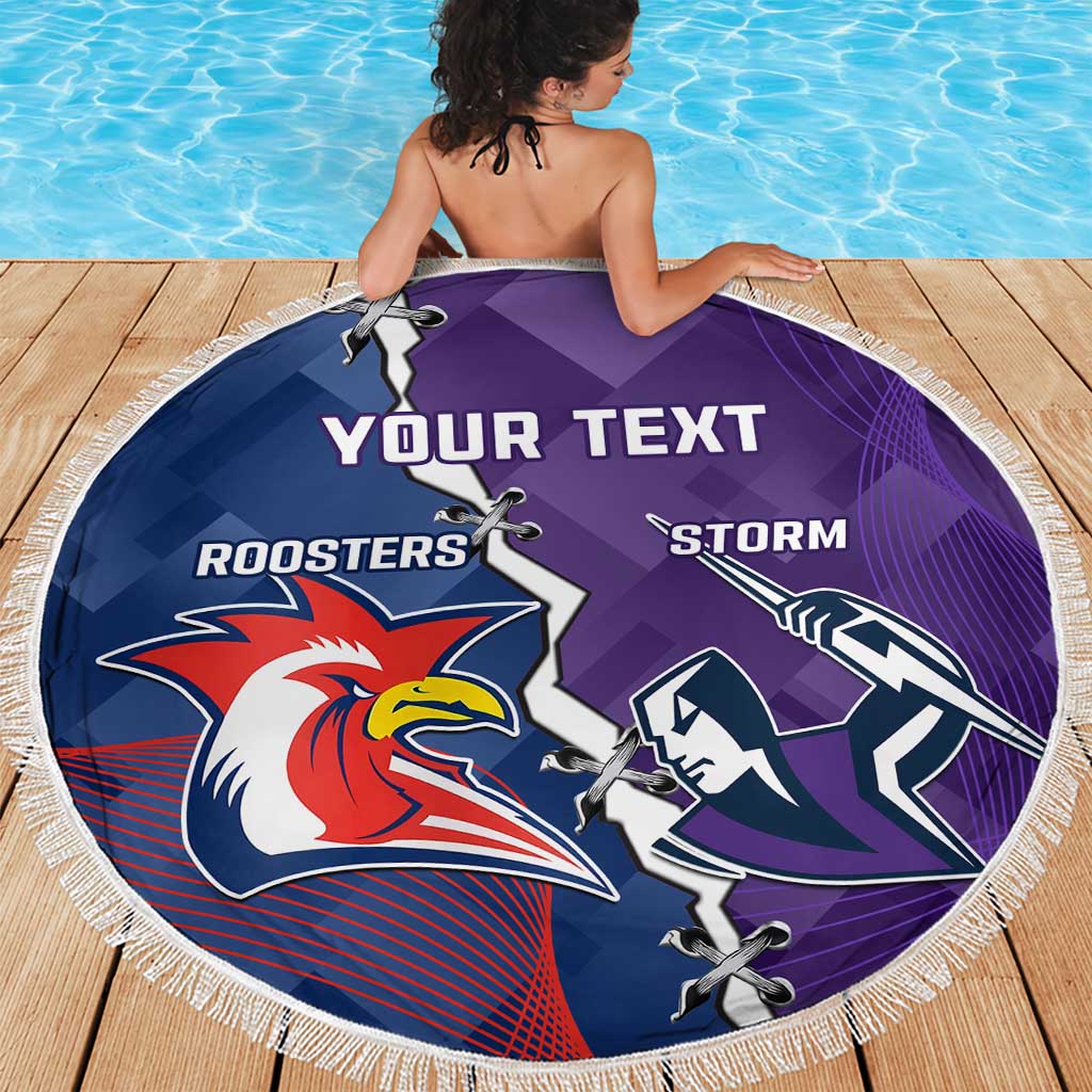 Custom NRL Storm And Roosters Rugby 2024 Beach Blanket Go Champions Dynamic Version