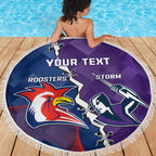 Custom NRL Storm And Roosters Rugby 2024 Beach Blanket Go Champions Dynamic Version