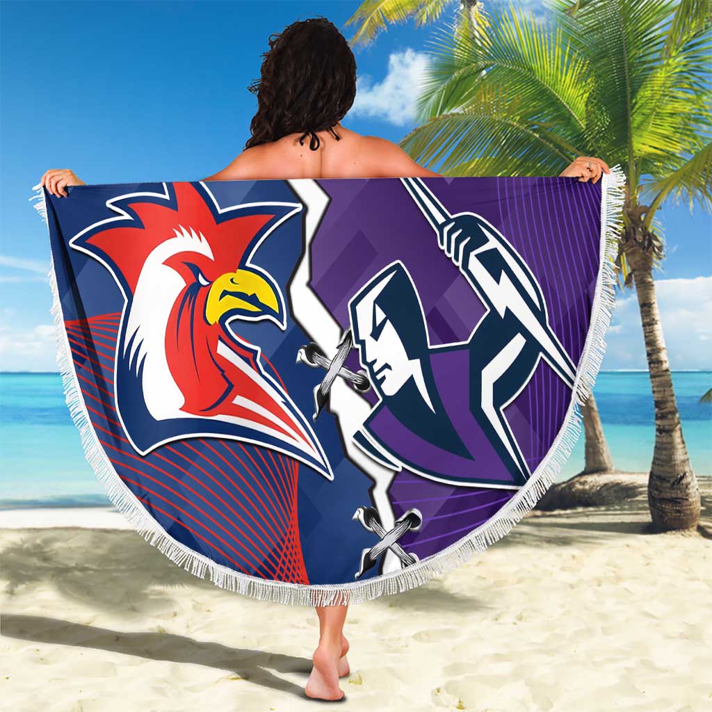 Custom NRL Storm And Roosters Rugby 2024 Beach Blanket Go Champions Dynamic Version