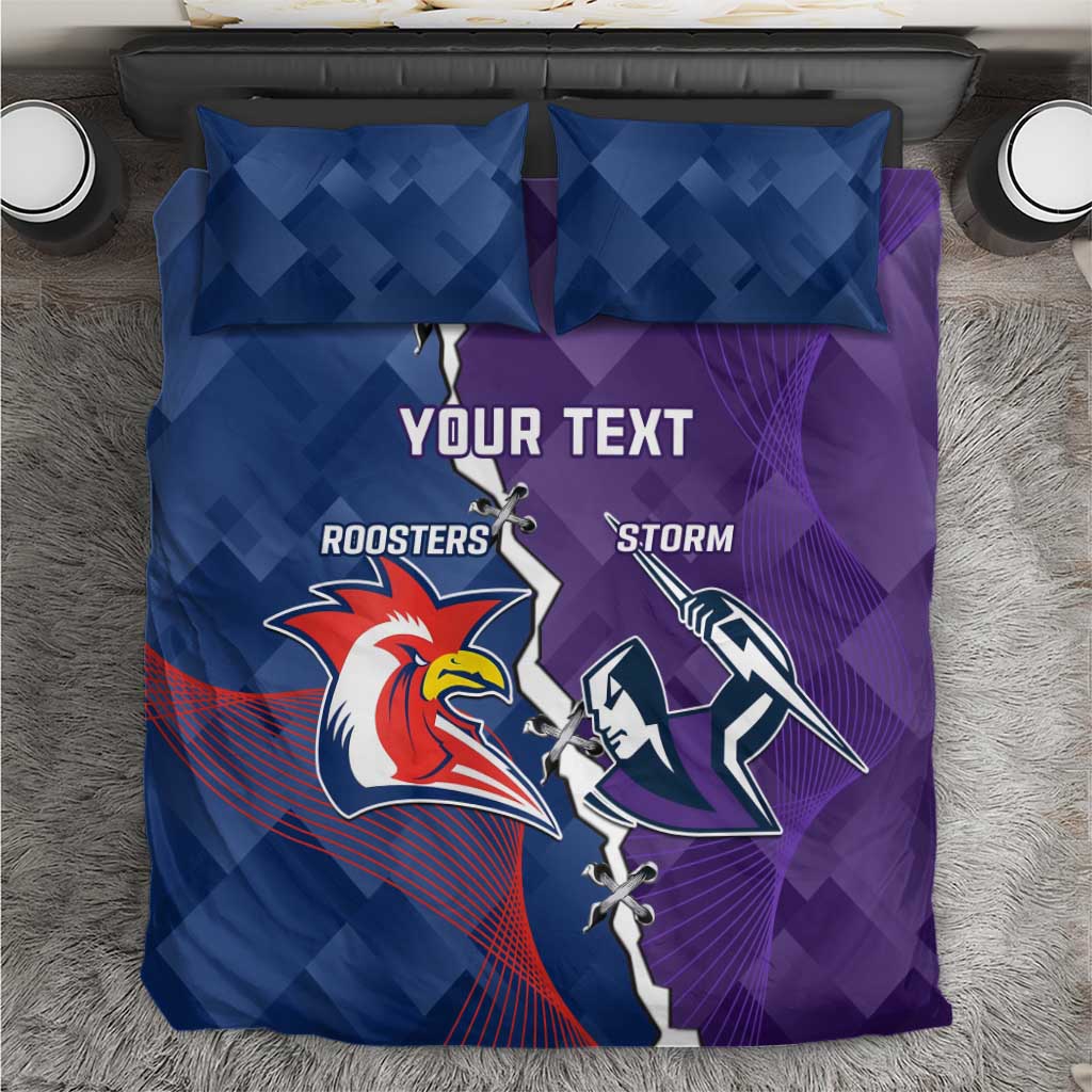 Custom NRL Storm And Roosters Rugby 2024 Bedding Set Go Champions Dynamic Version