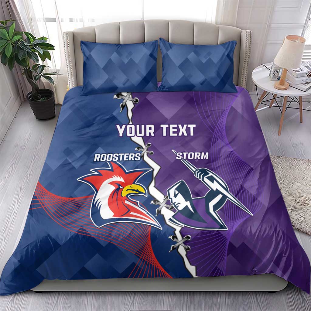 Custom NRL Storm And Roosters Rugby 2024 Bedding Set Go Champions Dynamic Version