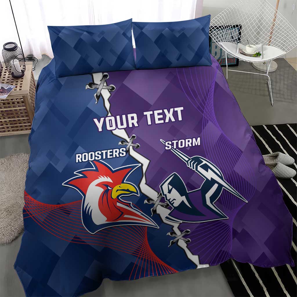 Custom NRL Storm And Roosters Rugby 2024 Bedding Set Go Champions Dynamic Version