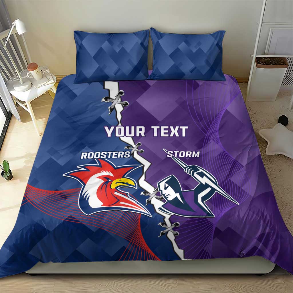Custom NRL Storm And Roosters Rugby 2024 Bedding Set Go Champions Dynamic Version