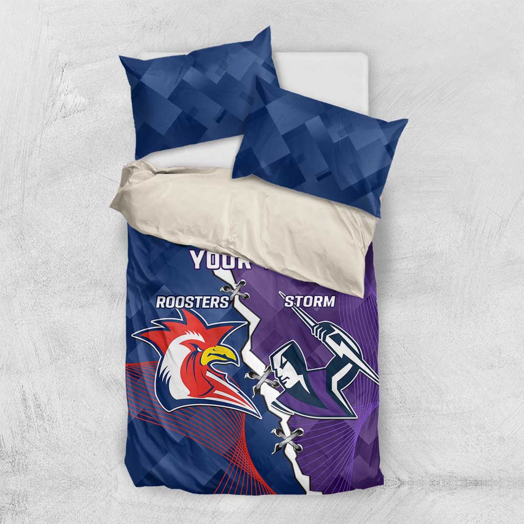 Custom NRL Storm And Roosters Rugby 2024 Bedding Set Go Champions Dynamic Version