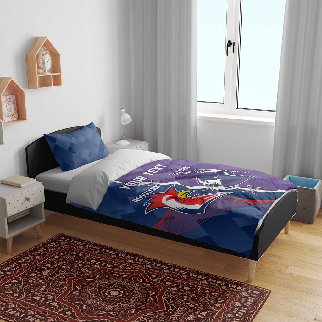 Custom NRL Storm And Roosters Rugby 2024 Bedding Set Go Champions Dynamic Version