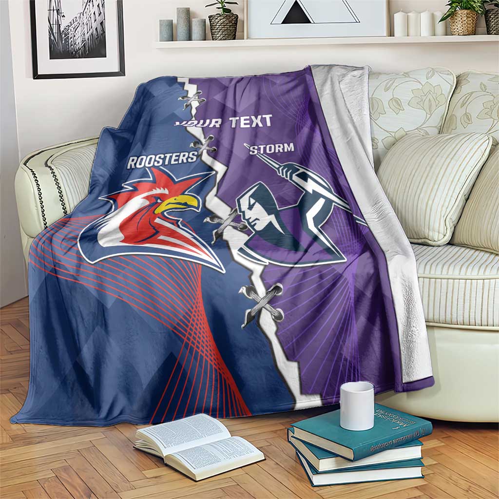Custom NRL Storm And Roosters Rugby 2024 Blanket Go Champions Dynamic Version
