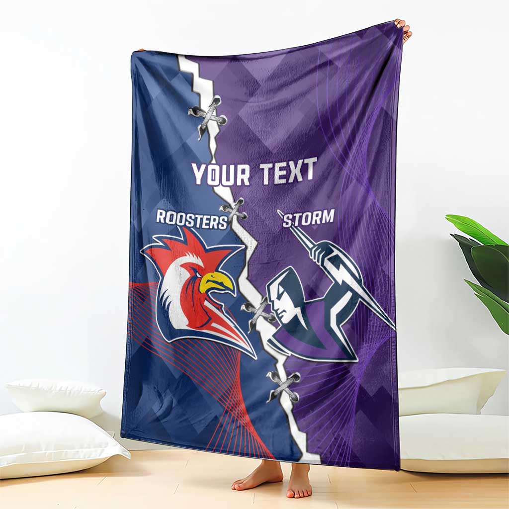 Custom NRL Storm And Roosters Rugby 2024 Blanket Go Champions Dynamic Version