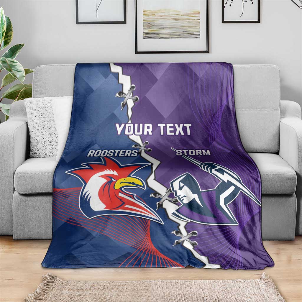 Custom NRL Storm And Roosters Rugby 2024 Blanket Go Champions Dynamic Version
