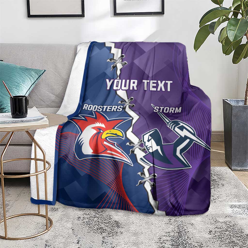Custom NRL Storm And Roosters Rugby 2024 Blanket Go Champions Dynamic Version