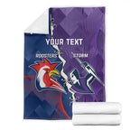 Custom NRL Storm And Roosters Rugby 2024 Blanket Go Champions Dynamic Version