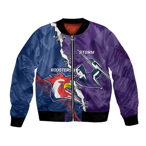 Custom NRL Storm And Roosters Rugby 2024 Bomber Jacket Go Champions Dynamic Version