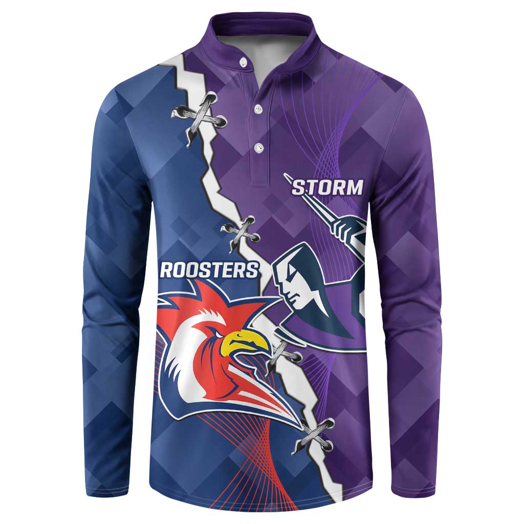 Custom NRL Storm And Roosters Rugby 2024 Button Sweatshirt Go Champions Dynamic Version