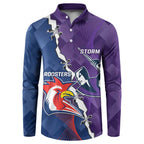 Custom NRL Storm And Roosters Rugby 2024 Button Sweatshirt Go Champions Dynamic Version
