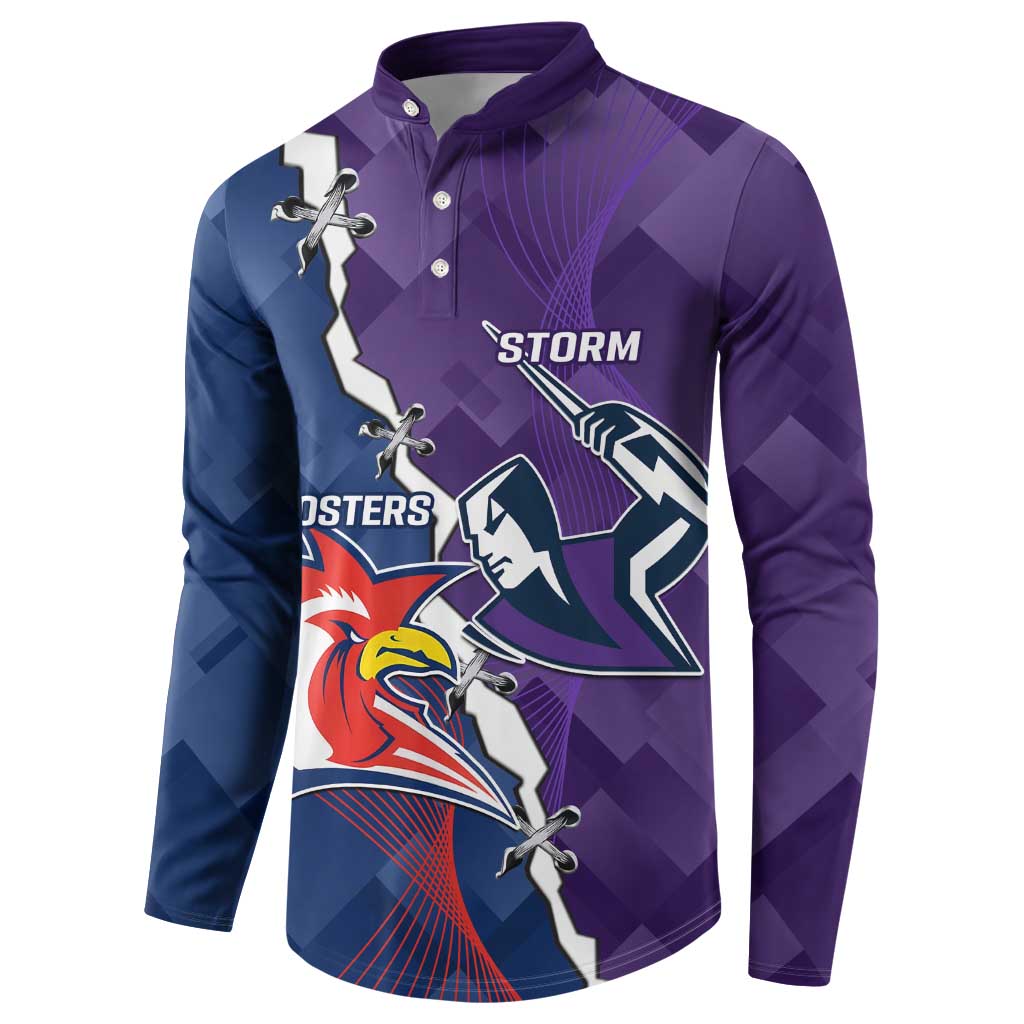 Custom NRL Storm And Roosters Rugby 2024 Button Sweatshirt Go Champions Dynamic Version