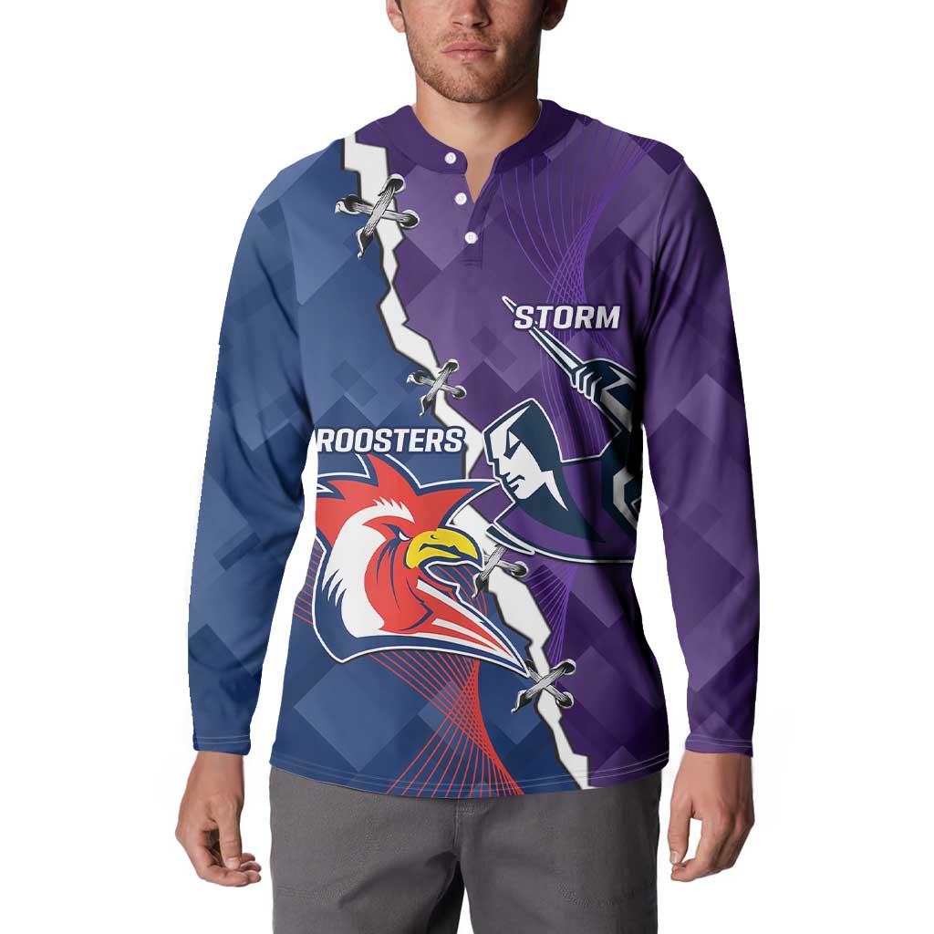 Custom NRL Storm And Roosters Rugby 2024 Button Sweatshirt Go Champions Dynamic Version