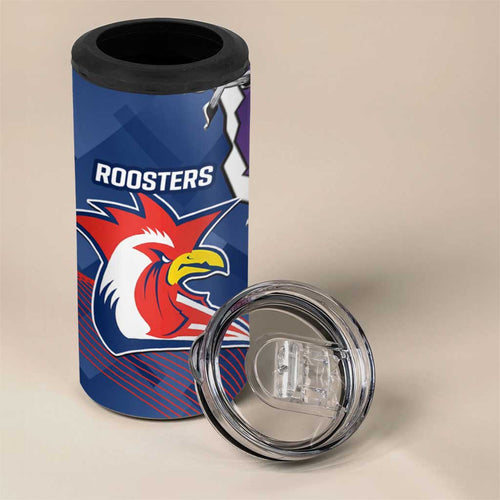 NRL Storm And Roosters Rugby 2024 4 in 1 Can Cooler Tumbler Go Champions Dynamic Version