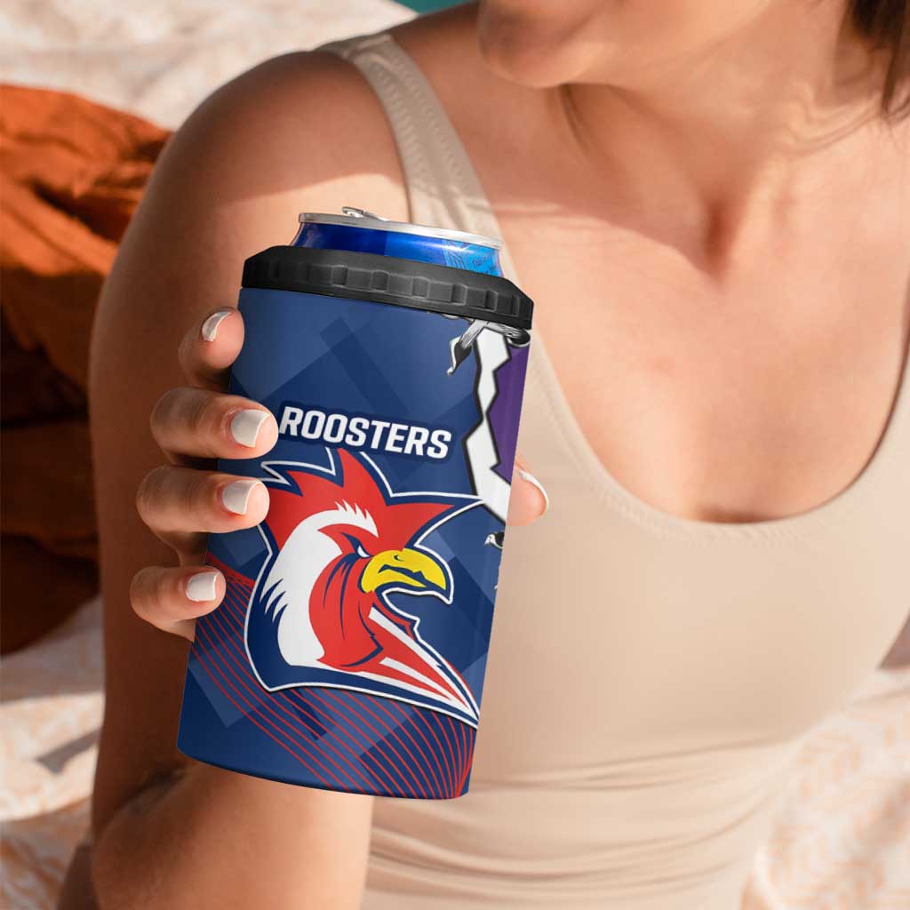 NRL Storm And Roosters Rugby 2024 4 in 1 Can Cooler Tumbler Go Champions Dynamic Version