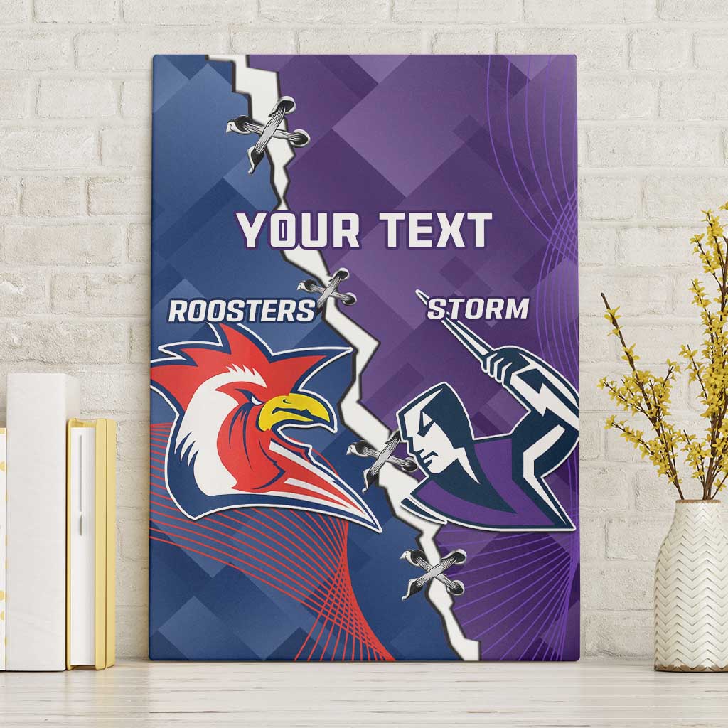 Custom NRL Storm And Roosters Rugby 2024 Canvas Wall Art Go Champions Dynamic Version