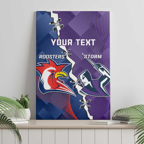 Custom NRL Storm And Roosters Rugby 2024 Canvas Wall Art Go Champions Dynamic Version