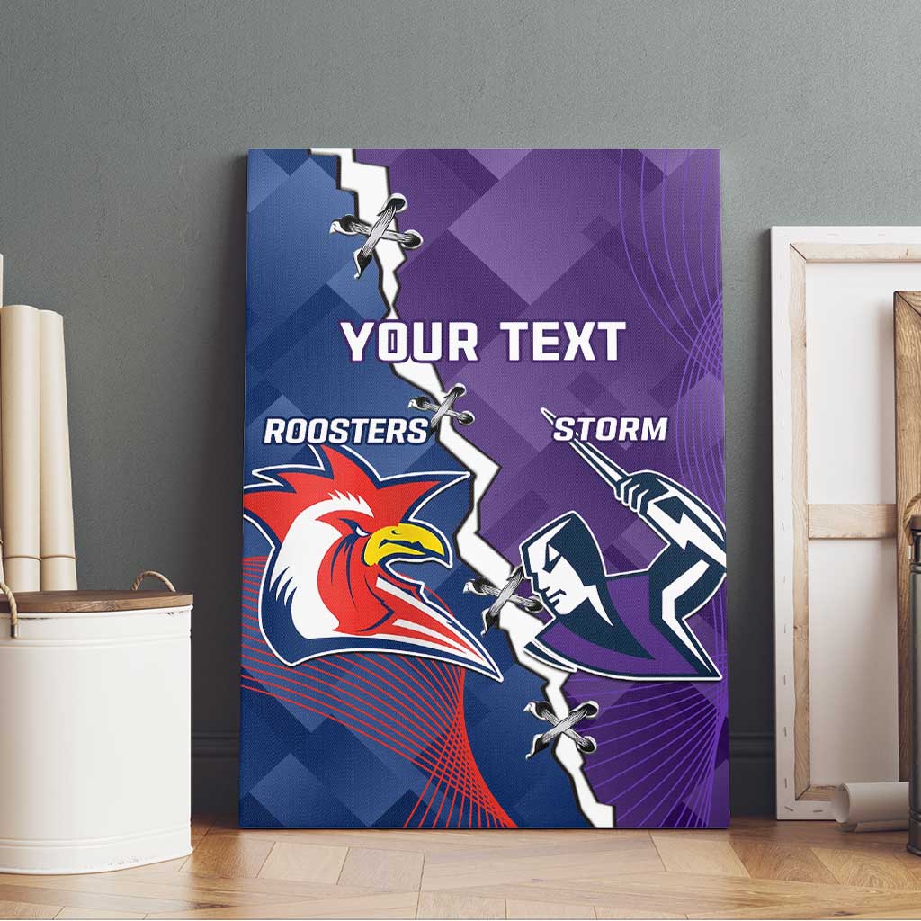 Custom NRL Storm And Roosters Rugby 2024 Canvas Wall Art Go Champions Dynamic Version