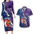 Custom NRL Storm And Roosters Rugby 2024 Couples Matching Long Sleeve Bodycon Dress and Hawaiian Shirt Go Champions Dynamic Version