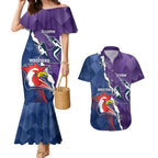 Custom NRL Storm And Roosters Rugby 2024 Couples Matching Mermaid Dress and Hawaiian Shirt Go Champions Dynamic Version