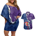 Custom NRL Storm And Roosters Rugby 2024 Couples Matching Off Shoulder Short Dress and Hawaiian Shirt Go Champions Dynamic Version