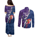 Custom NRL Storm And Roosters Rugby 2024 Couples Matching Puletasi and Long Sleeve Button Shirt Go Champions Dynamic Version