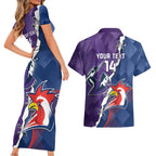Custom NRL Storm And Roosters Rugby 2024 Couples Matching Short Sleeve Bodycon Dress and Hawaiian Shirt Go Champions Dynamic Version