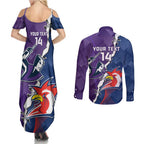 Custom NRL Storm And Roosters Rugby 2024 Couples Matching Summer Maxi Dress and Long Sleeve Button Shirt Go Champions Dynamic Version
