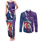 Custom NRL Storm And Roosters Rugby 2024 Couples Matching Tank Maxi Dress and Long Sleeve Button Shirt Go Champions Dynamic Version