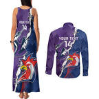 Custom NRL Storm And Roosters Rugby 2024 Couples Matching Tank Maxi Dress and Long Sleeve Button Shirt Go Champions Dynamic Version
