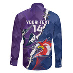 Custom NRL Storm And Roosters Rugby 2024 Family Matching Long Sleeve Bodycon Dress and Hawaiian Shirt Go Champions Dynamic Version