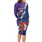 Custom NRL Storm And Roosters Rugby 2024 Family Matching Long Sleeve Bodycon Dress and Hawaiian Shirt Go Champions Dynamic Version