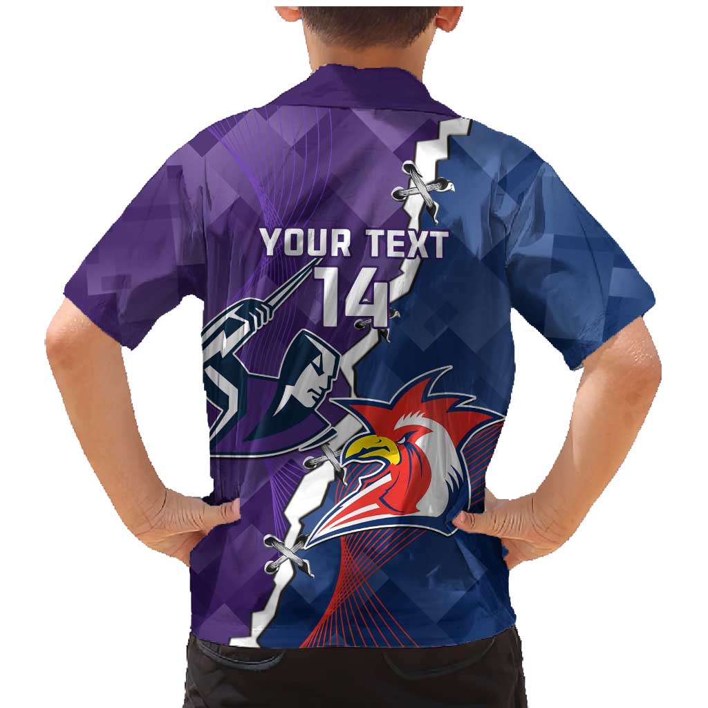 Custom NRL Storm And Roosters Rugby 2024 Family Matching Mermaid Dress and Hawaiian Shirt Go Champions Dynamic Version