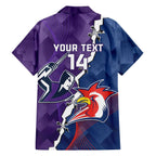 Custom NRL Storm And Roosters Rugby 2024 Family Matching Off The Shoulder Long Sleeve Dress and Hawaiian Shirt Go Champions Dynamic Version