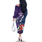 Custom NRL Storm And Roosters Rugby 2024 Family Matching Off The Shoulder Long Sleeve Dress and Hawaiian Shirt Go Champions Dynamic Version