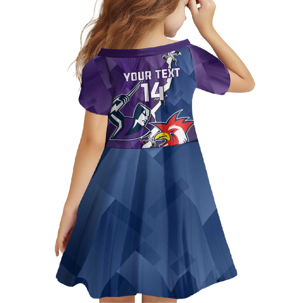 Custom NRL Storm And Roosters Rugby 2024 Family Matching Off Shoulder Maxi Dress and Hawaiian Shirt Go Champions Dynamic Version