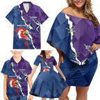 Custom NRL Storm And Roosters Rugby 2024 Family Matching Off Shoulder Short Dress and Hawaiian Shirt Go Champions Dynamic Version