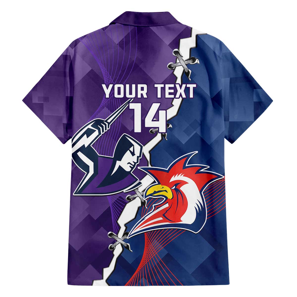 Custom NRL Storm And Roosters Rugby 2024 Family Matching Off Shoulder Short Dress and Hawaiian Shirt Go Champions Dynamic Version