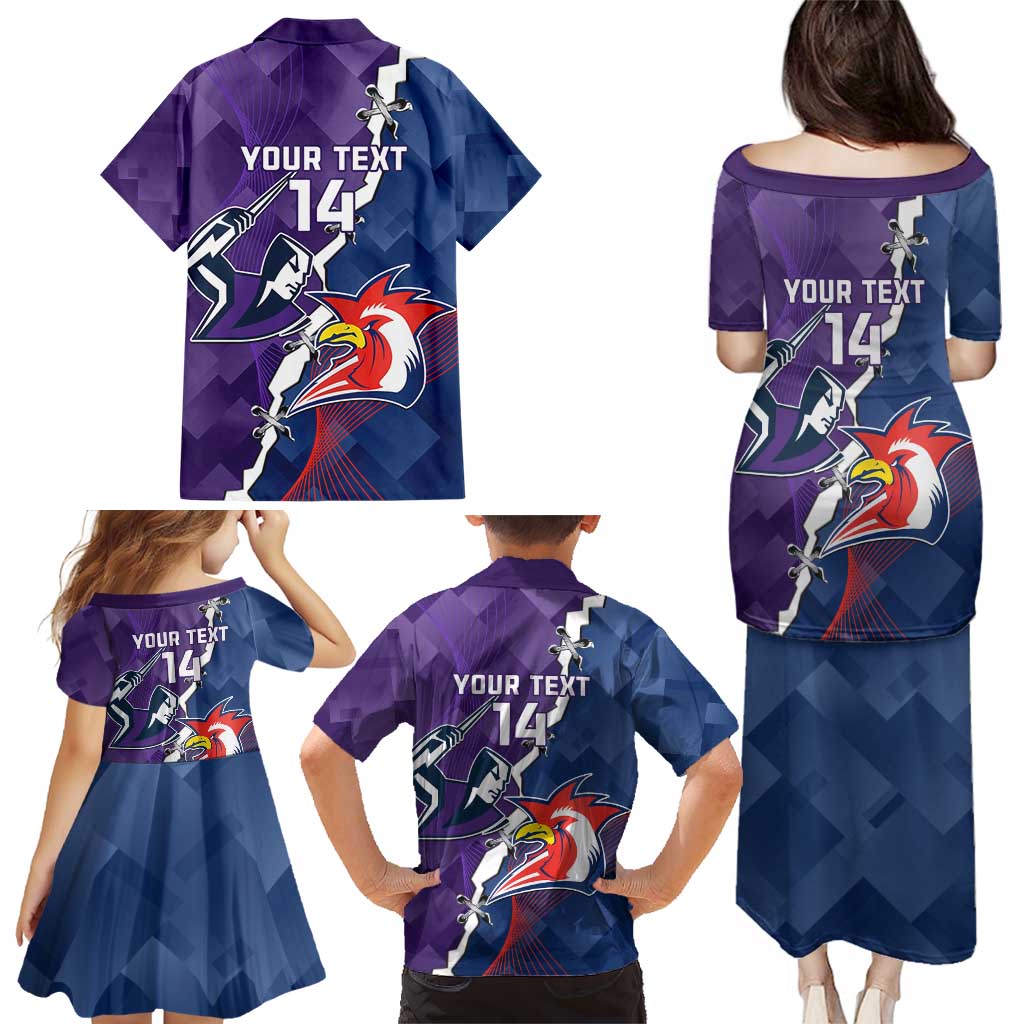 Custom NRL Storm And Roosters Rugby 2024 Family Matching Puletasi and Hawaiian Shirt Go Champions Dynamic Version
