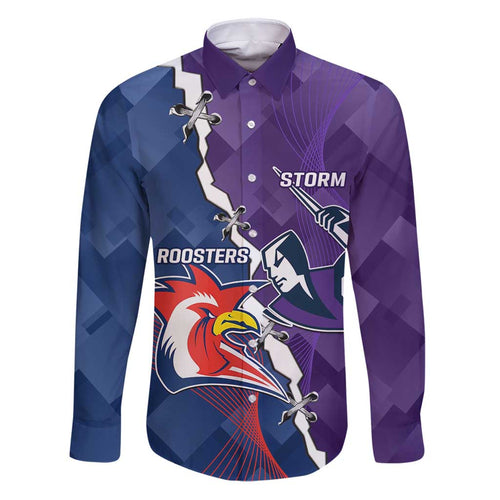 Custom NRL Storm And Roosters Rugby 2024 Family Matching Puletasi and Hawaiian Shirt Go Champions Dynamic Version
