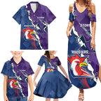 Custom NRL Storm And Roosters Rugby 2024 Family Matching Summer Maxi Dress and Hawaiian Shirt Go Champions Dynamic Version