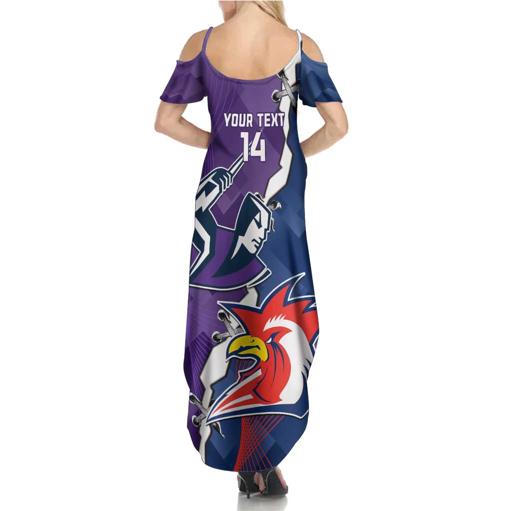 Custom NRL Storm And Roosters Rugby 2024 Family Matching Summer Maxi Dress and Hawaiian Shirt Go Champions Dynamic Version