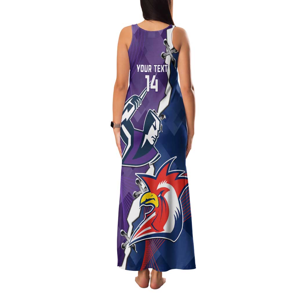 Custom NRL Storm And Roosters Rugby 2024 Family Matching Tank Maxi Dress and Hawaiian Shirt Go Champions Dynamic Version